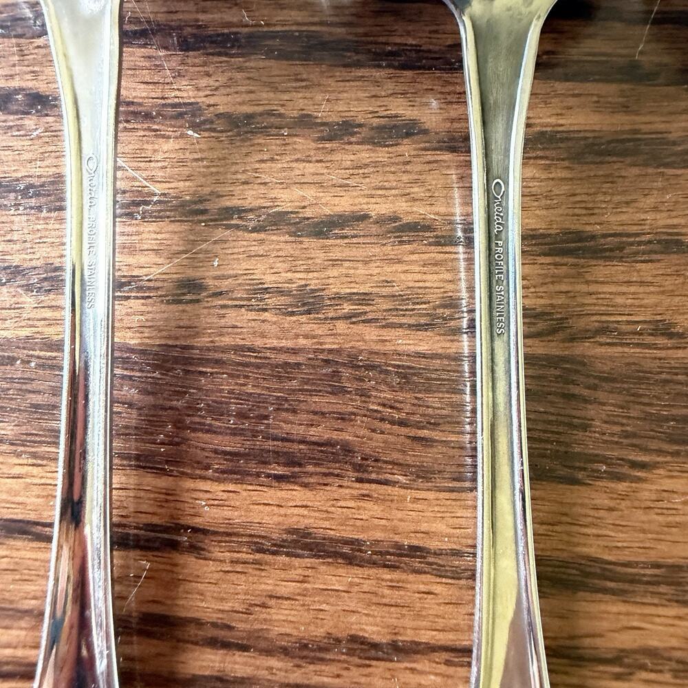 Oneida Morning Blossom Stainless Steel Serving Spoons, Fork, Ladle Set of 7 - Picture 14 of 14